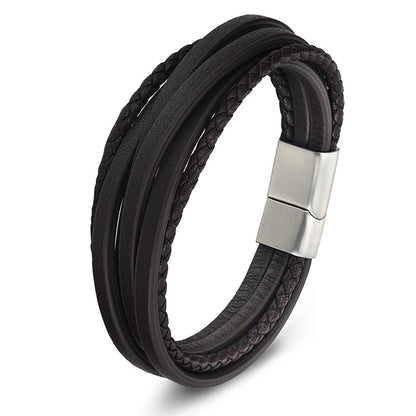 Bracciale pelle intrecciata genuina