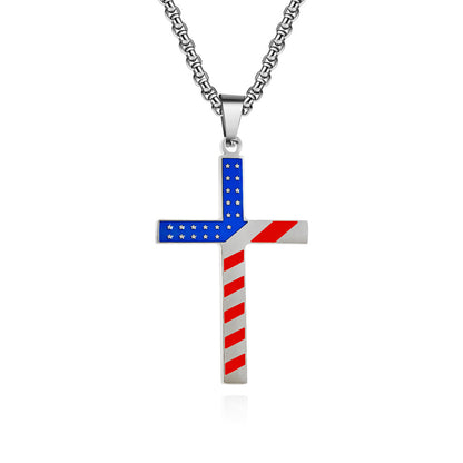 Collana croce titanio con stella