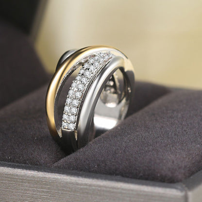 Anello bicolore zircone