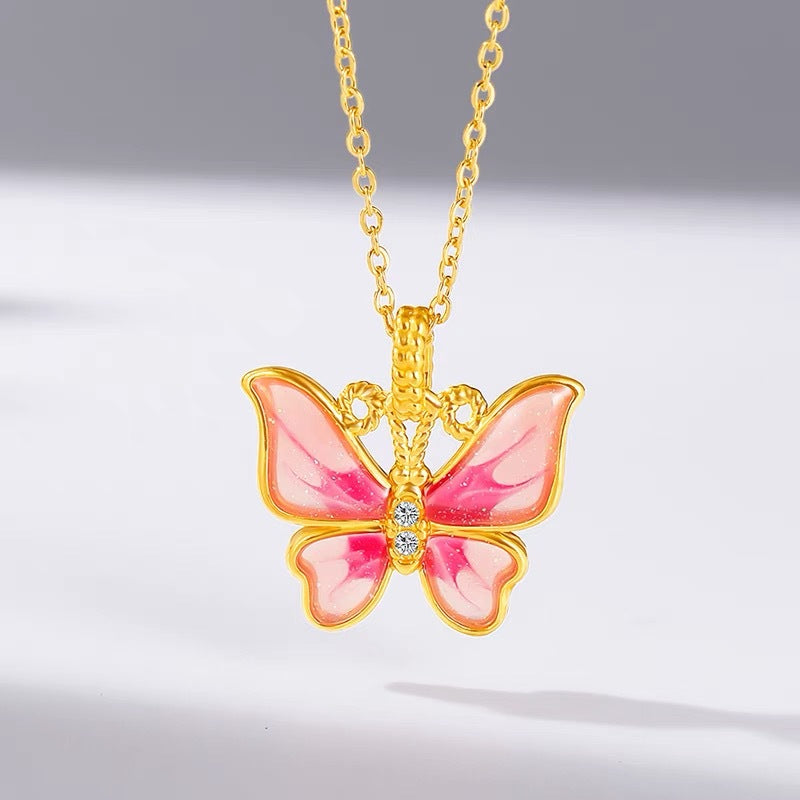 Collana farfalla smaltata oro