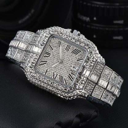 Orologio quadrato con cristalli da uomo
