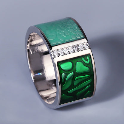 Anello fiore con smalto e strass