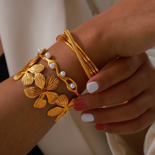 Bracciale floreale placcato oro
