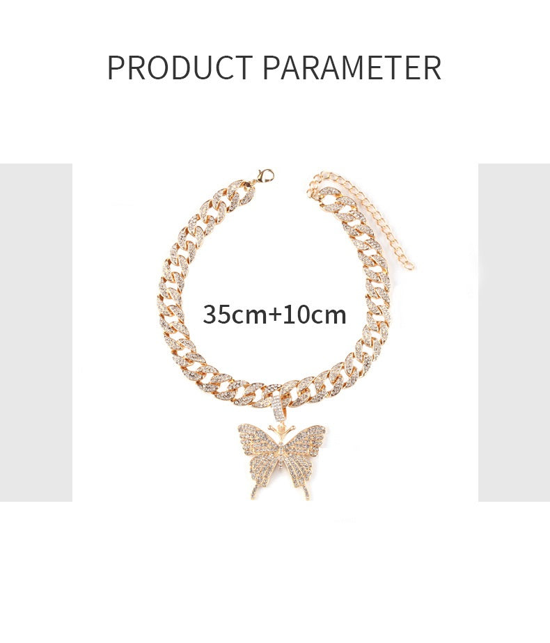 Collana con ciondolo farfalla in strass