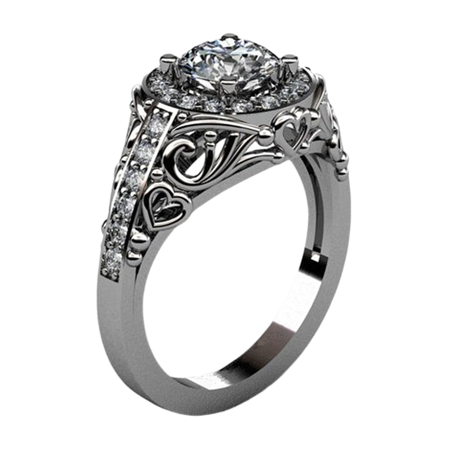 Anello zirconi placcato oro con cuore