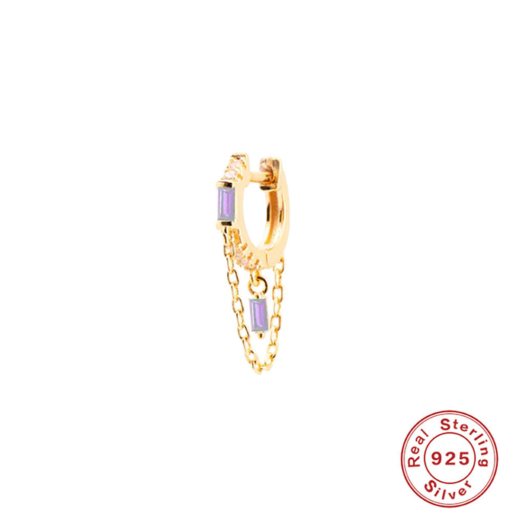 Orecchini geometrici zircone con nappina
