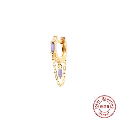 Orecchini geometrici zircone con nappina
