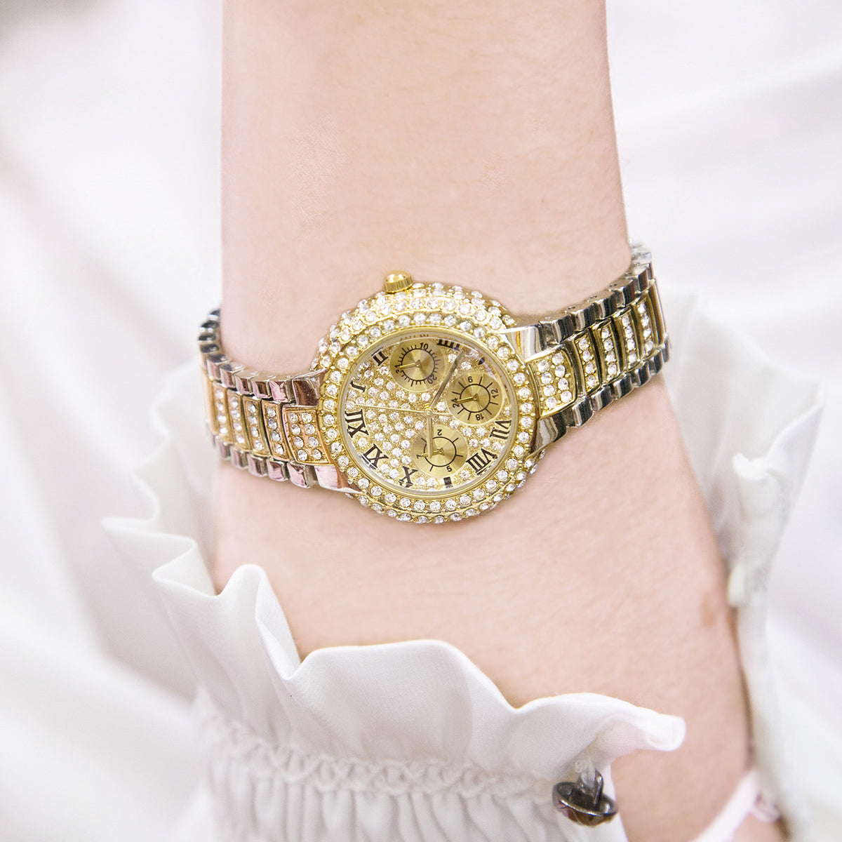 Orologio donna tre quadranti diamantato