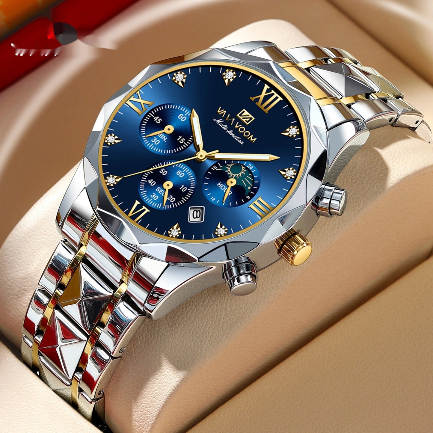Orologio doppio calendario impermeabile in tungsteno