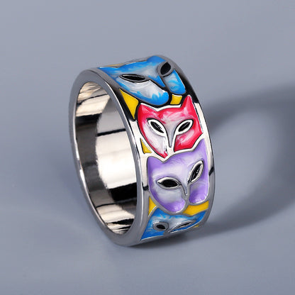 Anello fiore con smalto e strass