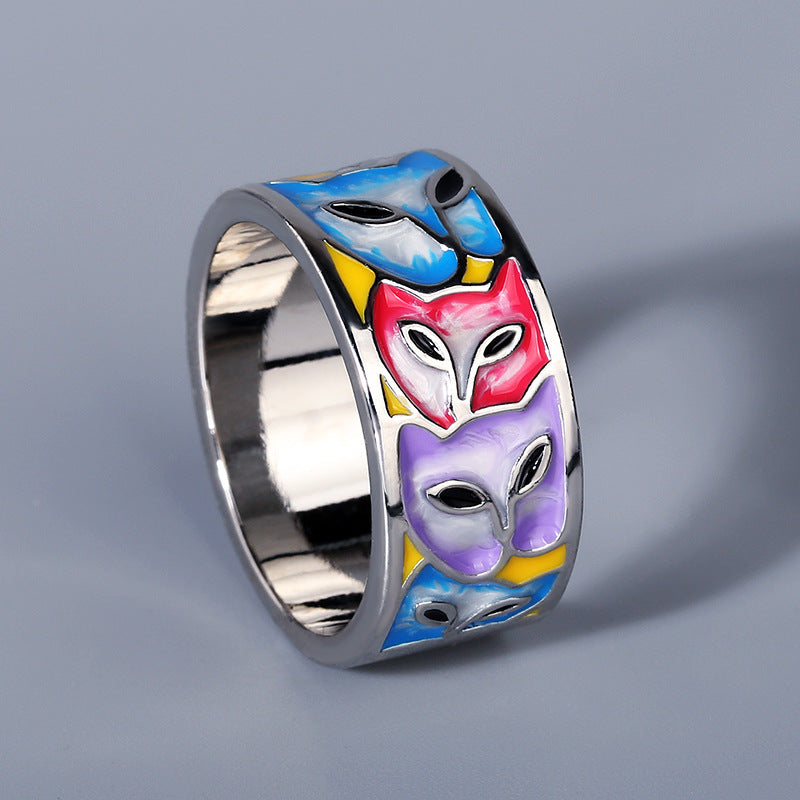 Anello fiore con smalto e strass