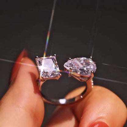 Anello quadrato regolabile da donna con zircone