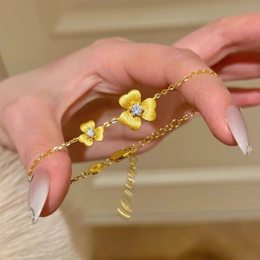 Bracciale quadrifoglio oro satinato