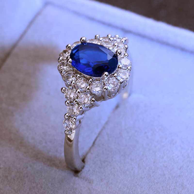 Anello zircone blu oro
