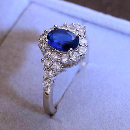 Anello zircone blu oro