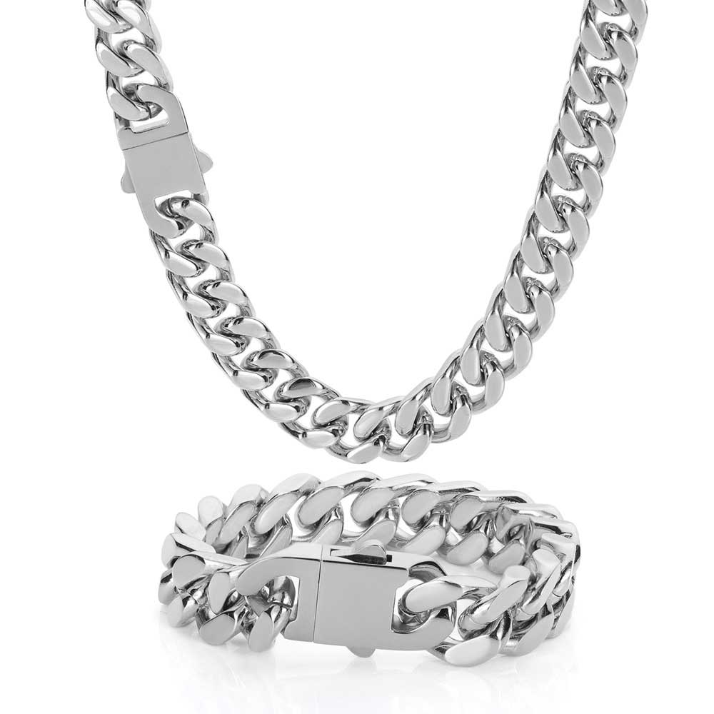 Collana catena cubana quattro lati