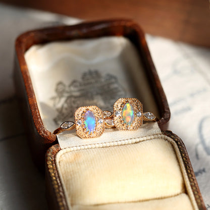 Anello argento 925 spiga opale