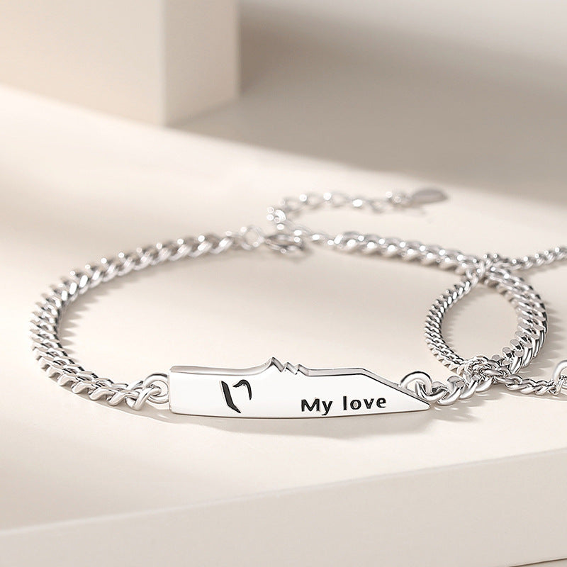 Braccialetto lettere argento