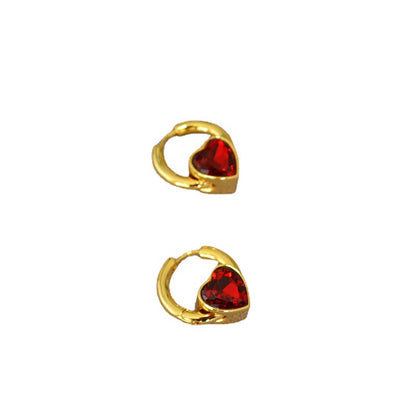 Orecchini cuore vetro rosso