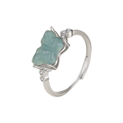 Anello farfalla in giada blu