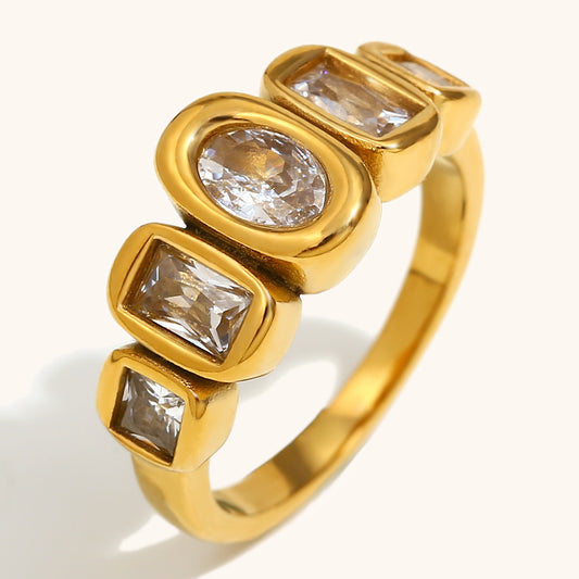 Anello geometrico acciaio irregolare