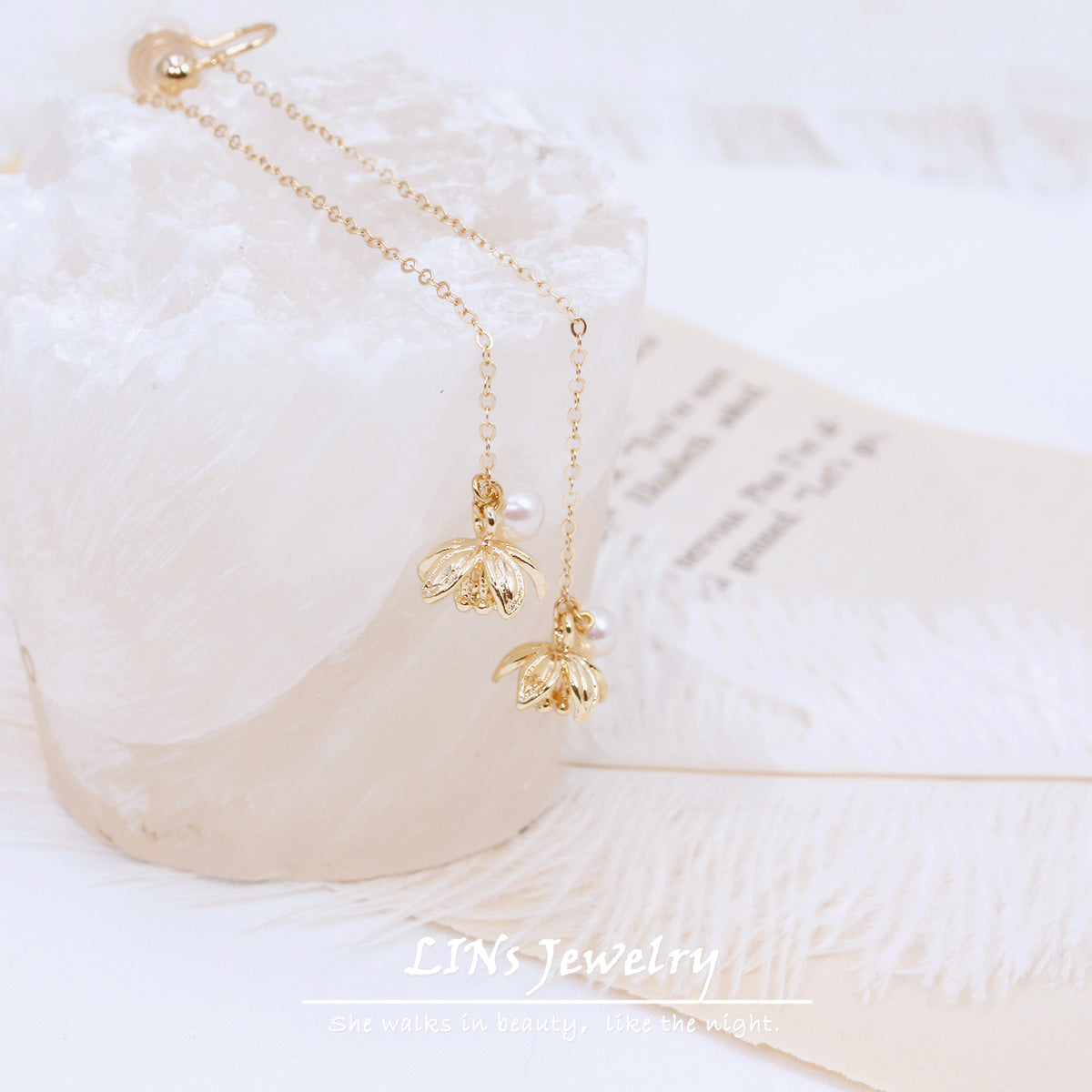 Orecchino Clip Loto Oro