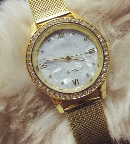 Orologio unisex cinturino rete dorata