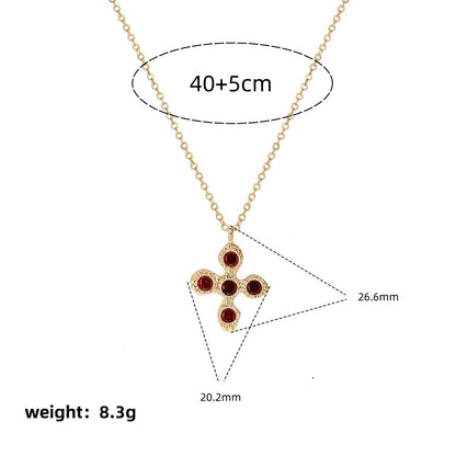 Collana con croce floreale in zircone