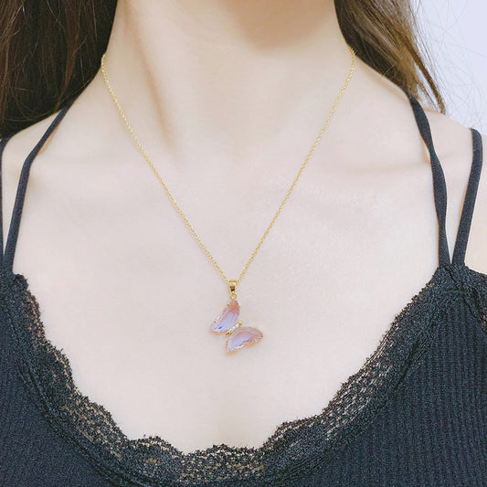 Collana farfalla cristallo colorata