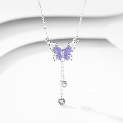 Collana farfalla argento in vetro