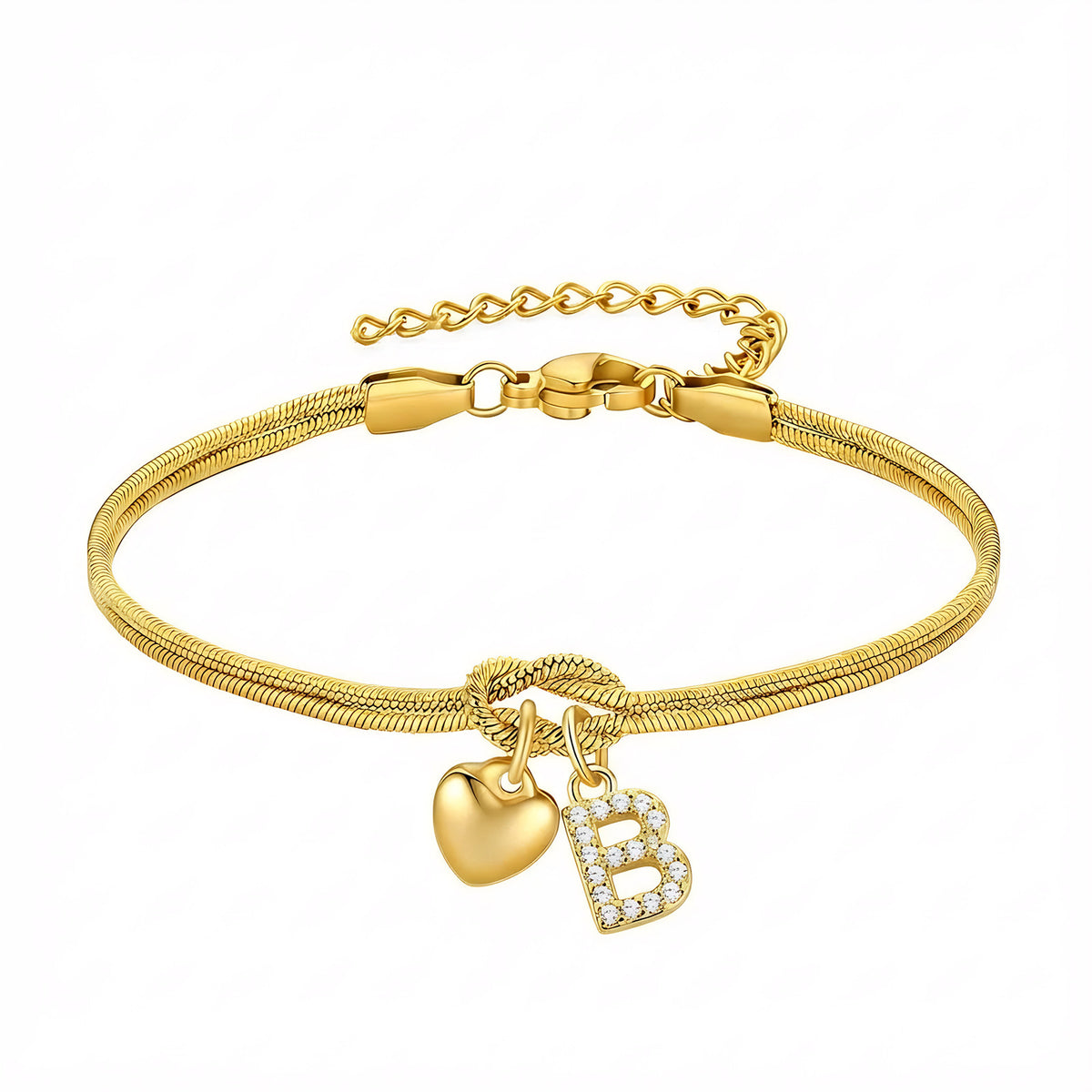 Bracciale Pendente Cuore con Lettere