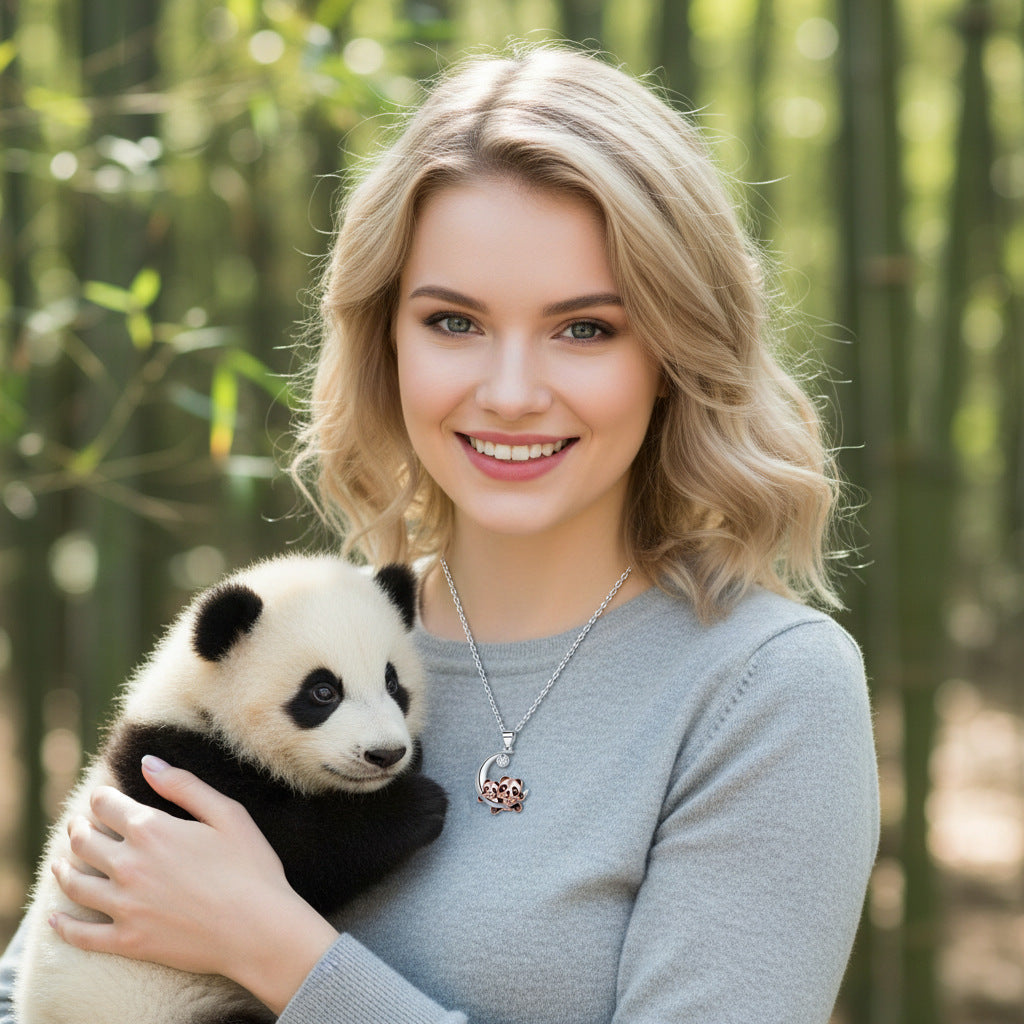 Collana panda oro rosa