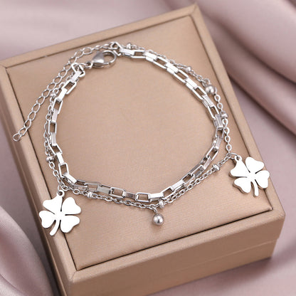 Bracciale quadrifoglio con ciondolo