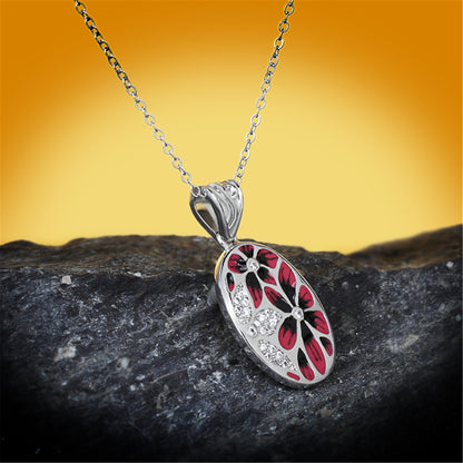 Collana fiore smaltato con zirconi da donna