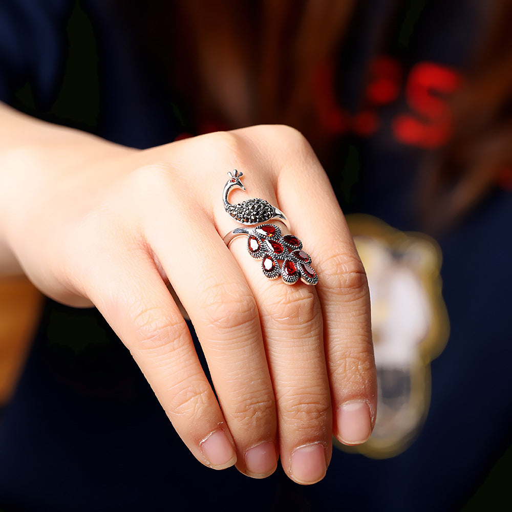 Anello pavone melagrana