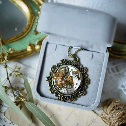 Collana ciondolo farfalla steampunk
