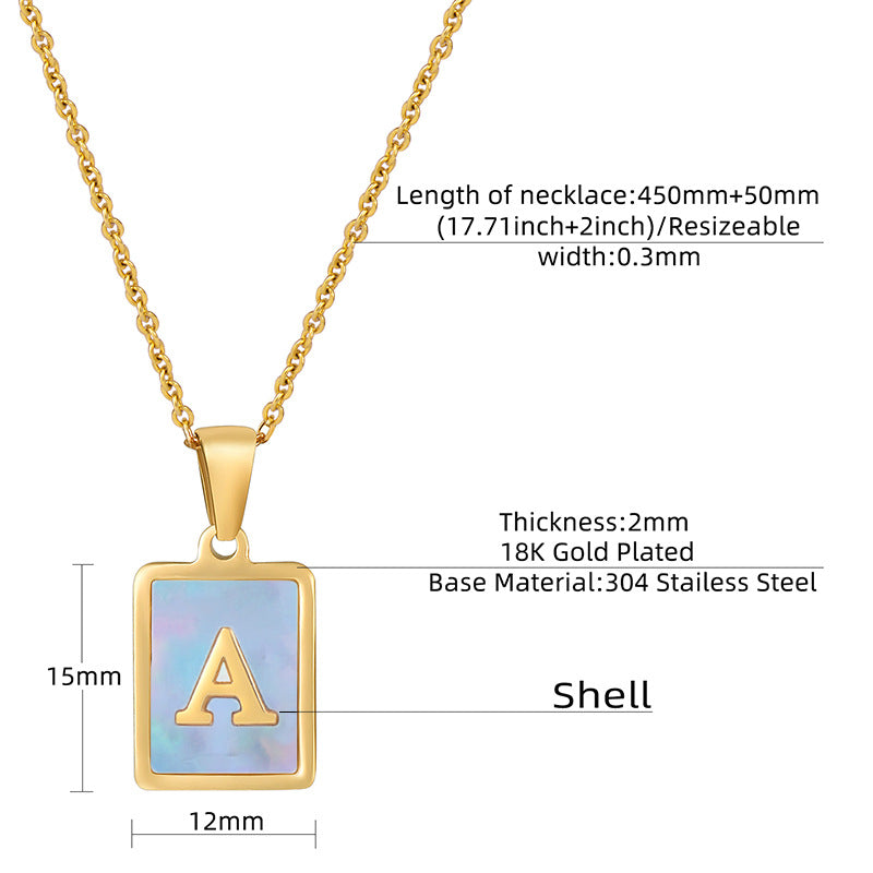 Collana titanio con lettera e conchiglia