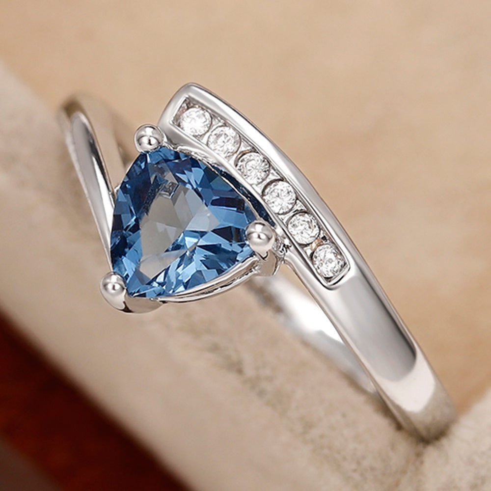 Anello zircone blu nero