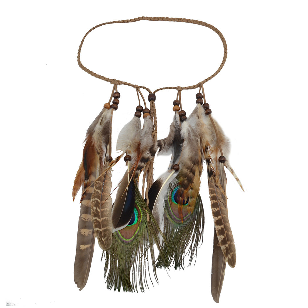 Fascia capelli penna pavone