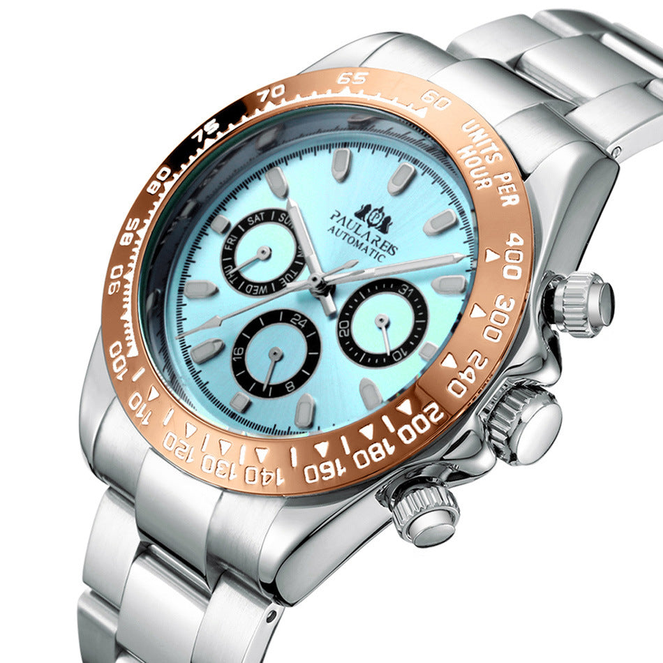 Orologio uomo meccanico acciaio blu
