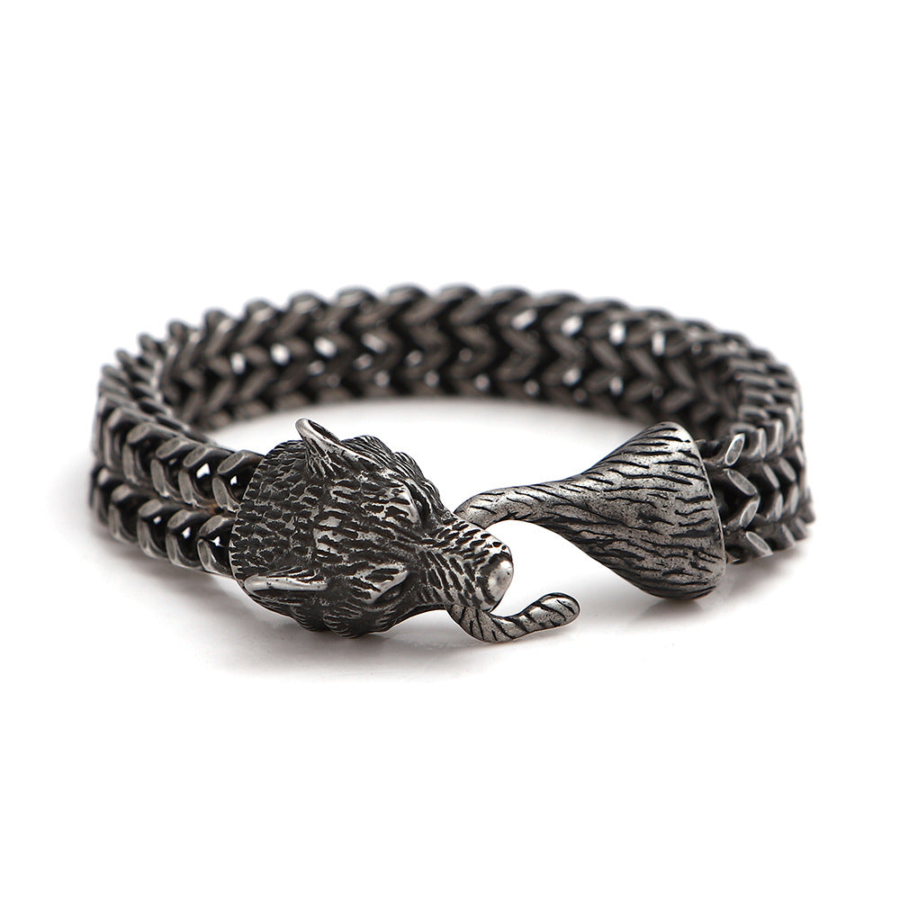 Bracciale testa di lupo vichingo