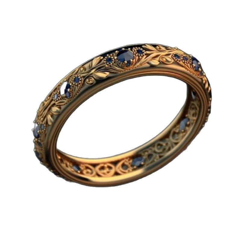 Anello blu placcato oro