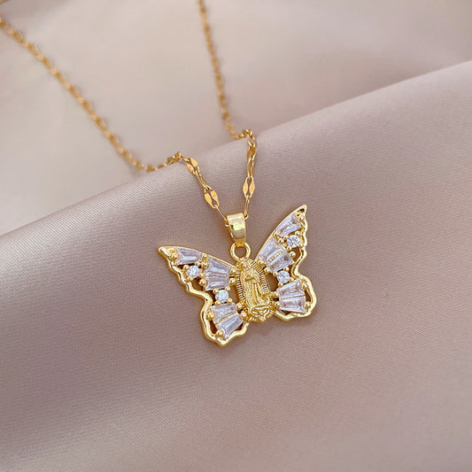 Collana Farfalla Zircone Acciaio