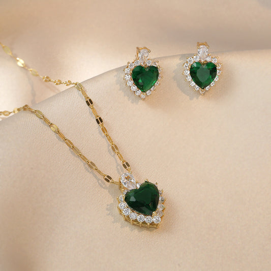 Collana cuore fiore zirconi