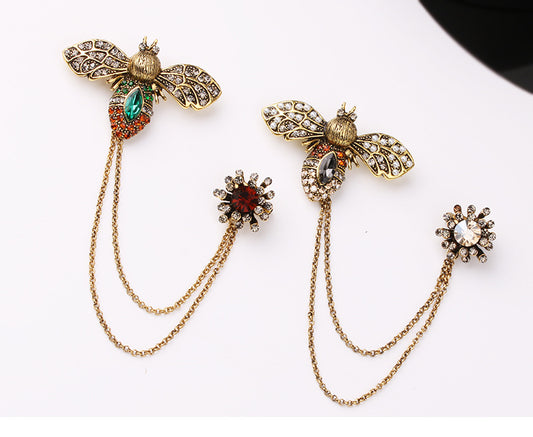 Spilla ape con strass e perle