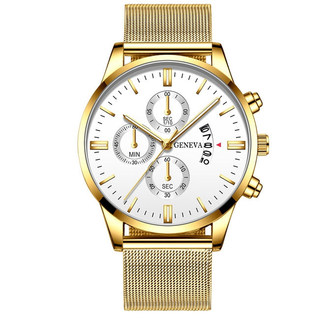 Orologio calendario quarzo mesh