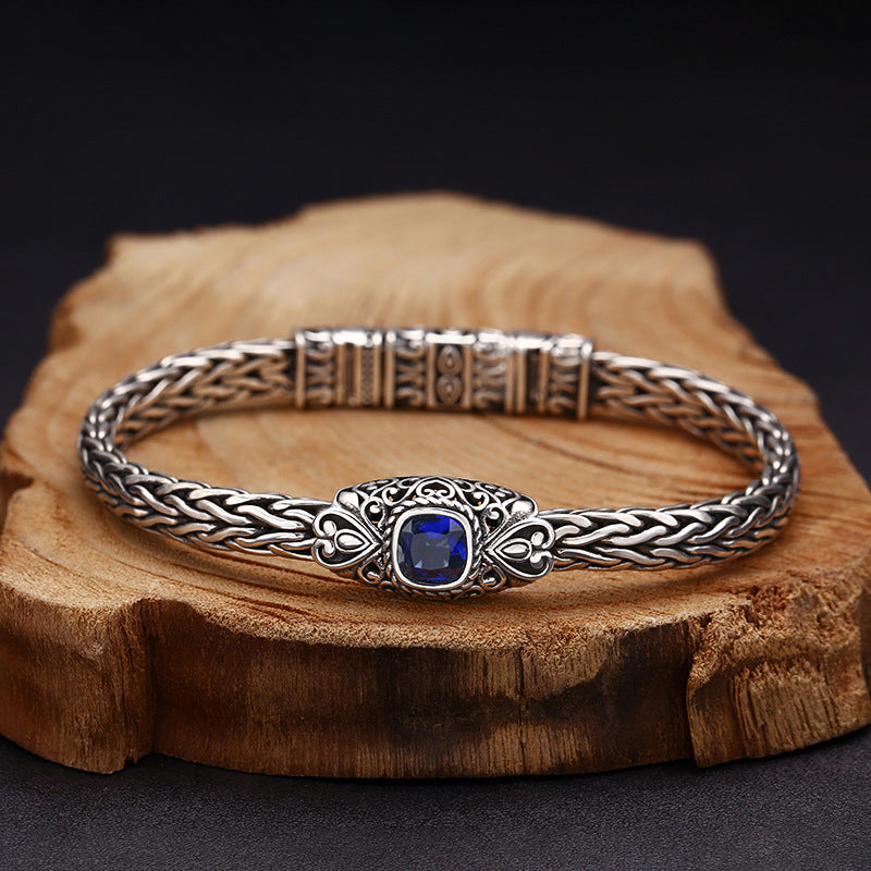 Braccialetto Argento Zircone Blu