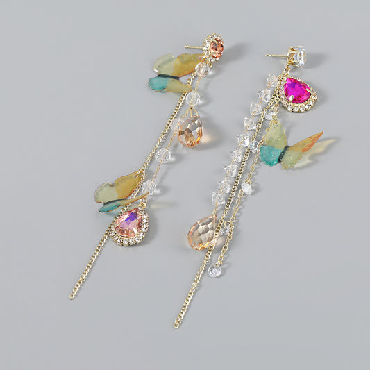 Orecchini farfalla nappina strass