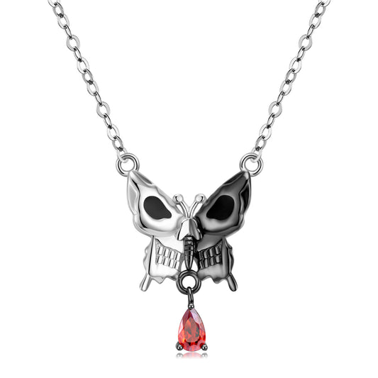 Collana Argento Farfalla e Teschio