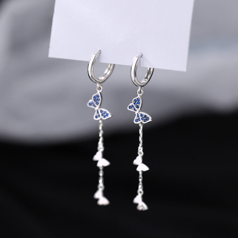 Orecchini farfalla nappa lunga argento 925